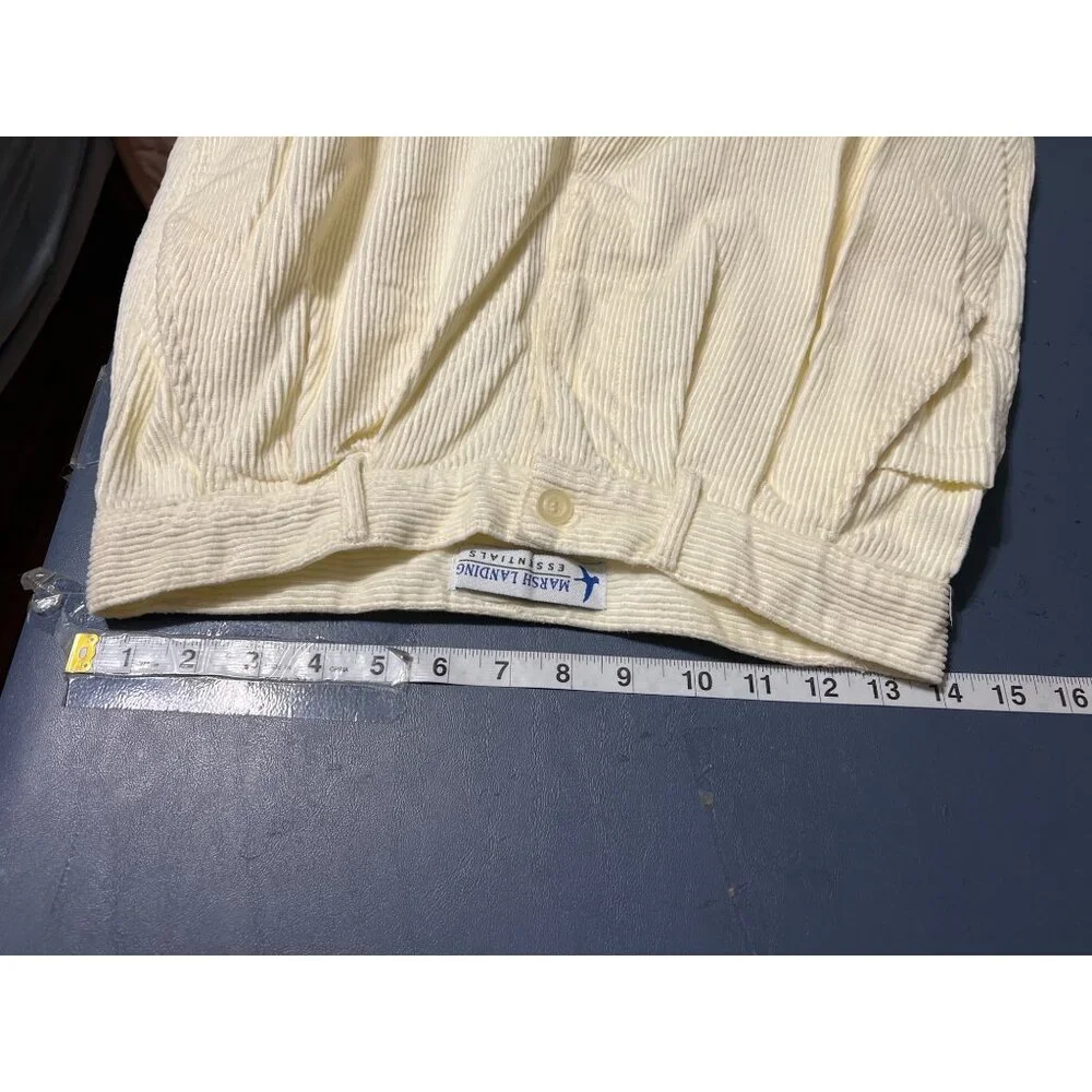Marsh Landing Essentials Womens Corduroy‎ Pants Size 12 Cream High Waist Cotton